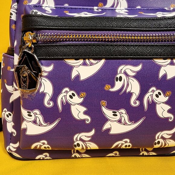Loungefly Disney NBC ZERO Purple AOP GIow-in-the-Dark Mini Backpack NEW